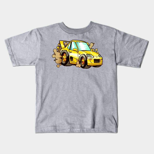 Cute Car Chibi Yellow Kids T-Shirt by CreativeOpus